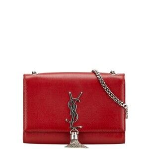 Saint Laurent YSL logo Kate crossbody chain shoulder bag red leather